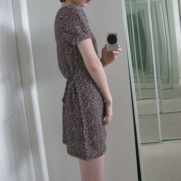 Retro Korean Floral Mini Dress with Ribbon - Picture 3 of 8